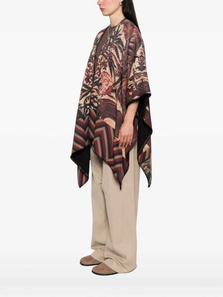 Geci PIERRE-LOUIS MASCIA Pierre-Louis Mascia Wool Printed Poncho BROWN Femei (BM 18503055) 3