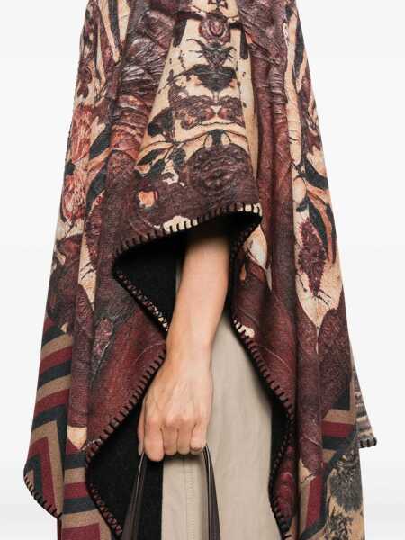 Geci PIERRE-LOUIS MASCIA Pierre-Louis Mascia Wool Printed Poncho BROWN Femei (BM 18503055) 5