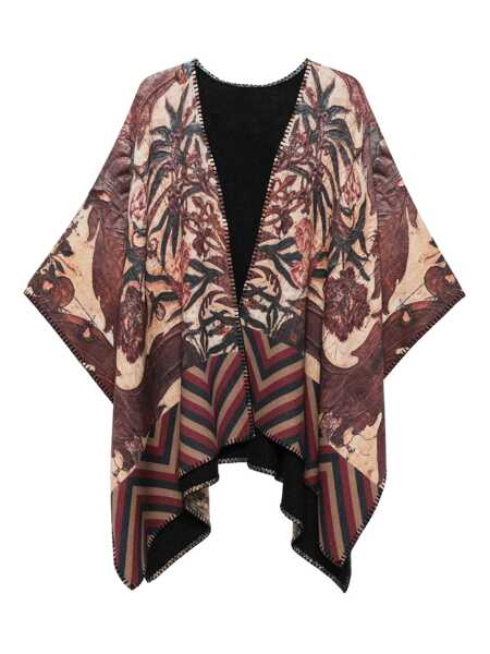 Geci PIERRE-LOUIS MASCIA Pierre-Louis Mascia Wool Printed Poncho BROWN Femei (BM 18503055) 1