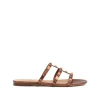 Sandale Valentino Garavani Rockstu Leather Flat Sandals Femei