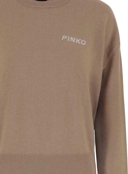 Pulovere Pinko Logo Sweater CAMMELLO/BIANCO Femei (BM 18504106) 3