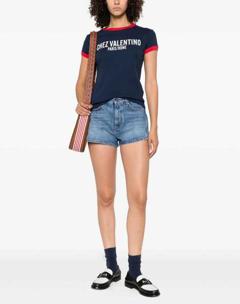 Tricouri Valentino Garavani Chez Valentino T-Shirt INDACO/PARIS/AVORIO Femei (BM 18504118) 2