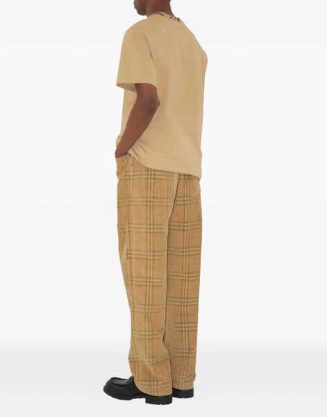 Pantaloni casual Burberry Velvet Pants SAND IP CHECK Barbati (BM 18504151) 4