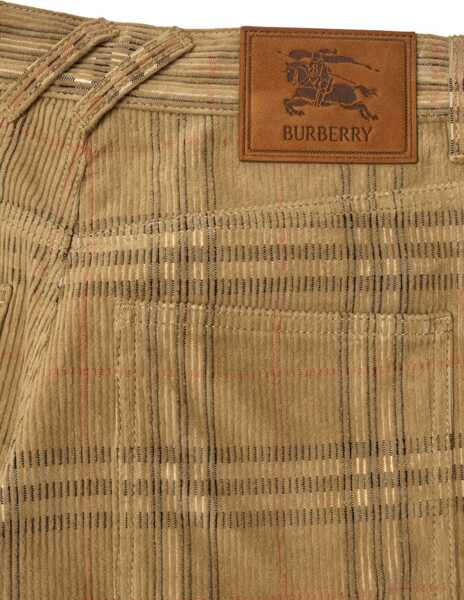 Pantaloni casual Burberry Velvet Pants SAND IP CHECK Barbati (BM 18504151) 5