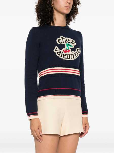 Pulovere Valentino Garavani Chez Valentino Sweater NAVY/BETULLA Femei (BM 18504193) 3