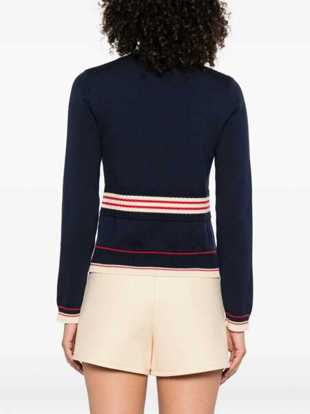 Pulovere Valentino Garavani Chez Valentino Sweater NAVY/BETULLA Femei (BM 18504193) 4