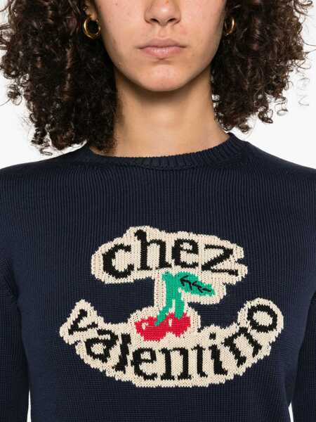 Pulovere Valentino Garavani Chez Valentino Sweater NAVY/BETULLA Femei (BM 18504193) 5