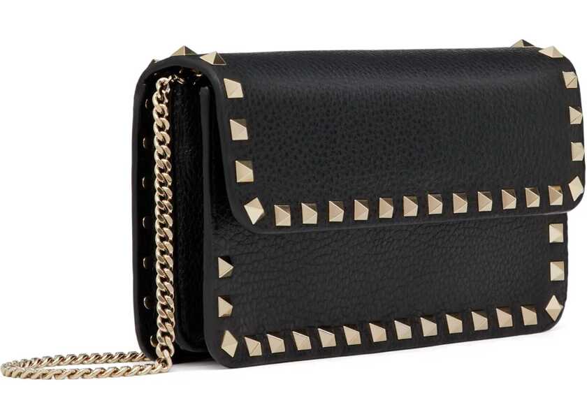 Genti plic Valentino Garavani Rockstud Pochette with chain NERO Femei (BM 18504205) 4