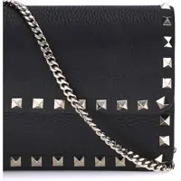 Portofele Dama - Portofele Valentino Garavani Rockstud Pochette with chain NERO Femei (BM 18504205) - B-mall.ro
