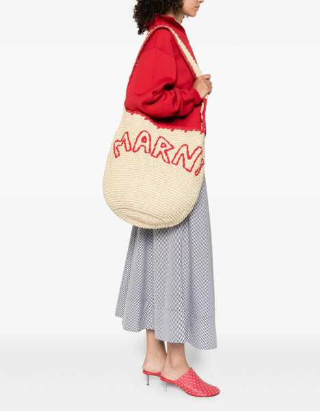 Genti de umar Marni Medium Nassa Shoulder Bag NATURAL/RED Femei (BM 18504250) 2