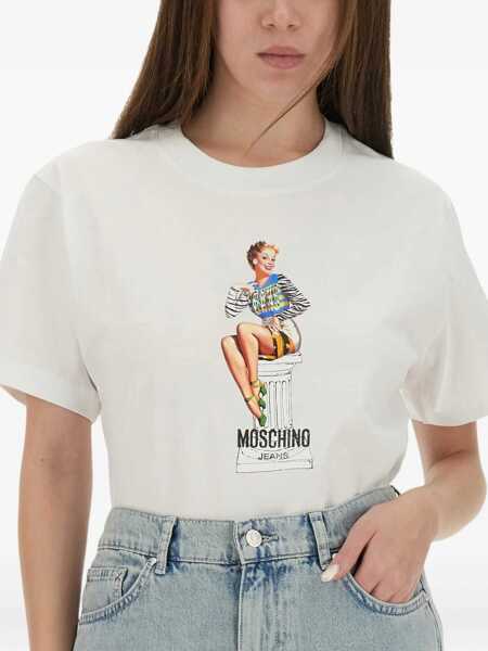 Tricouri MOSCHINO JEANS T-Shirt With Print WHITE Femei (BM 18504454) 3