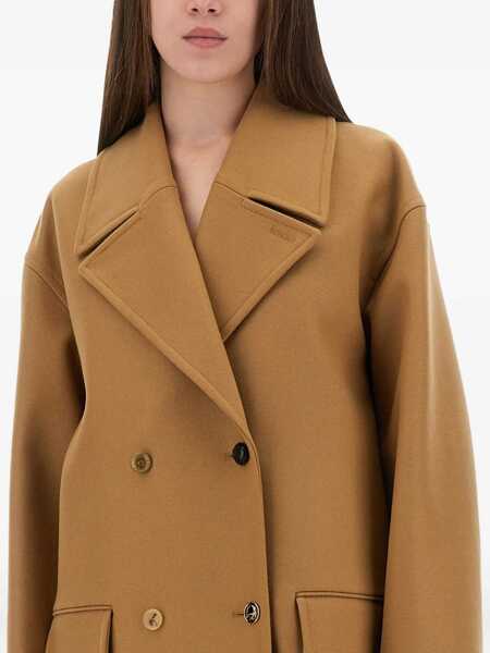 Paltoane Moschino Double-Breasted Coat BEIGE Femei (BM 18504463) 4
