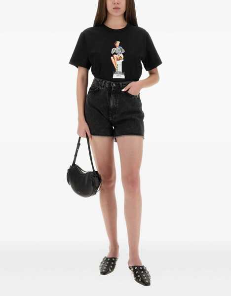 Tricouri MOSCHINO JEANS T-Shirt With Print BLACK Femei (BM 18504466) 2