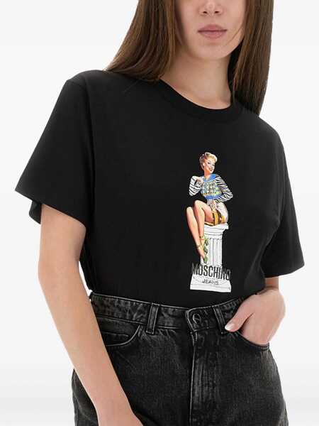 Tricouri MOSCHINO JEANS T-Shirt With Print BLACK Femei (BM 18504466) 3