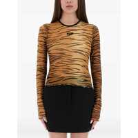 Bluze Mesh Top With Animal Print Femei