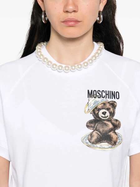 Tricouri Moschino T-Shirt With Teddy Print WHITE Femei (BM 18504487) 5