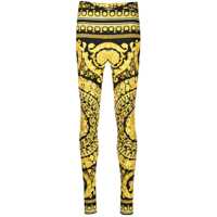 Pantaloni casual Gold And Black Stretch Fabric Leggings With Baroque Heriatge Print Versace Woman Femei