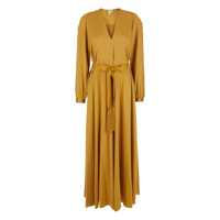 Rochii Yellow Dress With V Neck And Tassel Details In Silk Woman Femei