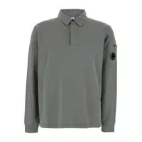 Tricouri Polo Grey Sweatshirt With Polo Shirt Style Collar And Logo Plaque On The Sleeve In Cotton Man Barbati