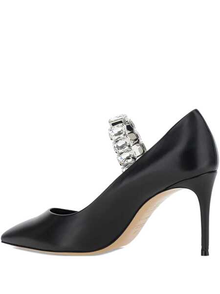 Pantofi cu toc Casadei Black Pumps With Crystal Embellished Strap And High Stiletto Heel In Leather Woman Black Femei (BM 18506118) 1
