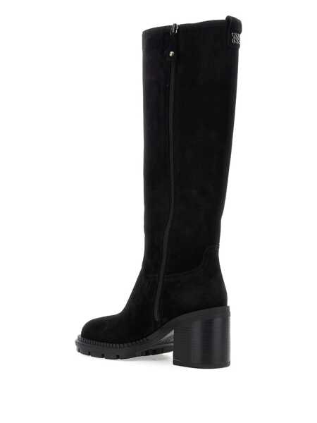 Bocanci Casadei Black Boots With Zip Closure On The Side And Logo Embroidery On The Rear In Suede Woman Black Femei (BM 18506130) 3