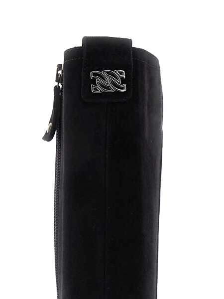 Bocanci Casadei Black Boots With Zip Closure On The Side And Logo Embroidery On The Rear In Suede Woman Black Femei (BM 18506130) 4