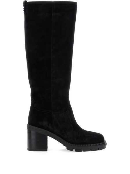 Bocanci Casadei Black Boots With Zip Closure On The Side And Logo Embroidery On The Rear In Suede Woman Black Femei (BM 18506130) 1