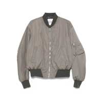 Bomber jacket Grey Bomber Jacket With Front Zip Closure And One Zipped Pocket On The Sleeve In Tech Fabric Woman Femei