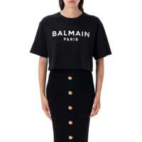 Tricouri Balmain Printed Logo Cropped T-Shirt Femei