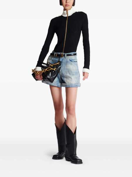 Cardigane Balmain Balmain Two-Tone Openwork And Ribbed Knit Cardigan NOIR/BLANC Femei (BM 18506871) 2