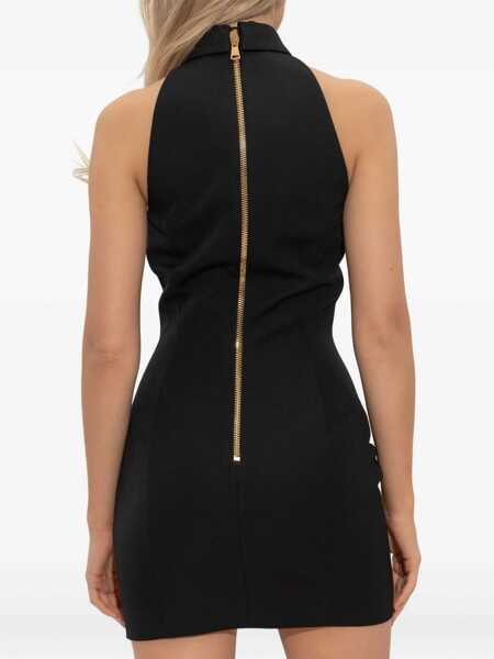 Rochii Balmain Balmain Buttoned Halter-Neck Mini Dress Black Femei (BM 18506898) 4