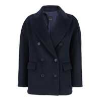 Sacouri Blue Double-Breasted Jacket With Peak Revers In Wool Woman Femei