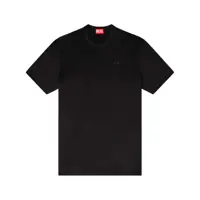 Tricouri Black Crewneck T-Shirt With Tonal Logo Embroidery On The Front In Cotton Man Barbati