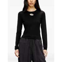 Topuri Diesel Dama - Topuri Diesel T-Uncutie Black Top With Cut-Out Detail And Logo Patch On The Front In Cotton Woman Black Femei (BM 18508803) - B-mall.ro