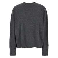 Pulovere Grey Crewneck Sweater With Ribbed Trims In Cashmere Woman Femei