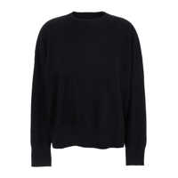 Pulovere Black Crewneck Sweater With Ribbed Trims In Cashmere Woman Femei