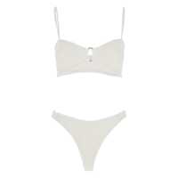 Costume de baie 'Misty' White Bikini With Fixed Spaghetti Straps And Cut-Out With Ring In Tech Fabric Stretch Woman Femei