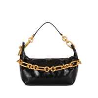 Genti de umar Balmain 'Sync' Black Medium Shoulder Bag With Chain-Link And Logo Plaque In Leather Woman