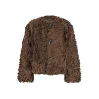 Geci Collarless Lamb Fur Jacket Femei