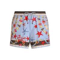 Sorturi de baie Light Blue Swim Shorts With Drawstring Elastic Waist And All-Over Print In Tech Fabric Man Barbati