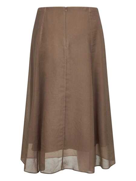 Fuste Brunello Cucinelli Brunello Cucinelli Silk Midi Skirt BROWN Femei (BM 18510975) 1