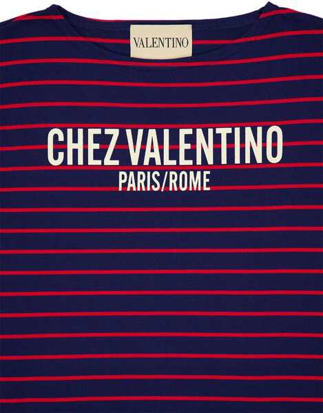 Tricouri Valentino Garavani Striped Cotton Jersey T-Shirt BLUE Femei (BM 18513127) 4