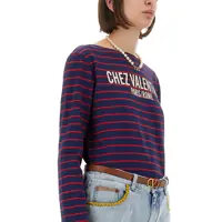 Imbracaminte Valentino Garavani Dama - Tricouri Valentino Garavani Striped Cotton Jersey T-Shirt BLUE Femei (BM 18513127) - B-mall.ro