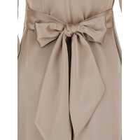 Imbracaminte PLAIN Dama - Rochii PLAIN Beige Maxi Dress With Front And Rear V Neck And Maxi Bow On The Rear In Cady Woman Beige Femei (BM 18513960) - B-mall.ro