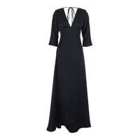 Rochii Black Maxi Dress With Front And Rear V Neck And Maxi Bow On The Rear In Cady Woman Femei