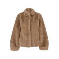 Geci Beige Fur Jacket With High Neck And Concealed Front Closure In Ecofur Woman Femei