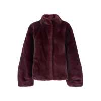 Geci Bordeaux Fur Jacket With High Neck And Concealed Front Closure In Ecofur Woman Femei