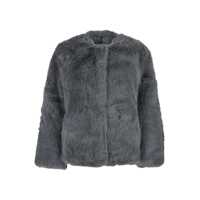 Geci Grey Fur Jacket With High Neck And Concealed Front Closure In Ecofur Woman Femei