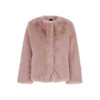 Geci Pink Crewneck Fur Jacket With Concealed Front Closure In Ecofur Woman Femei