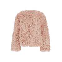 Geci Pink Collarless Fur Jacket With Front Toggle Closure In Fur Woman Femei